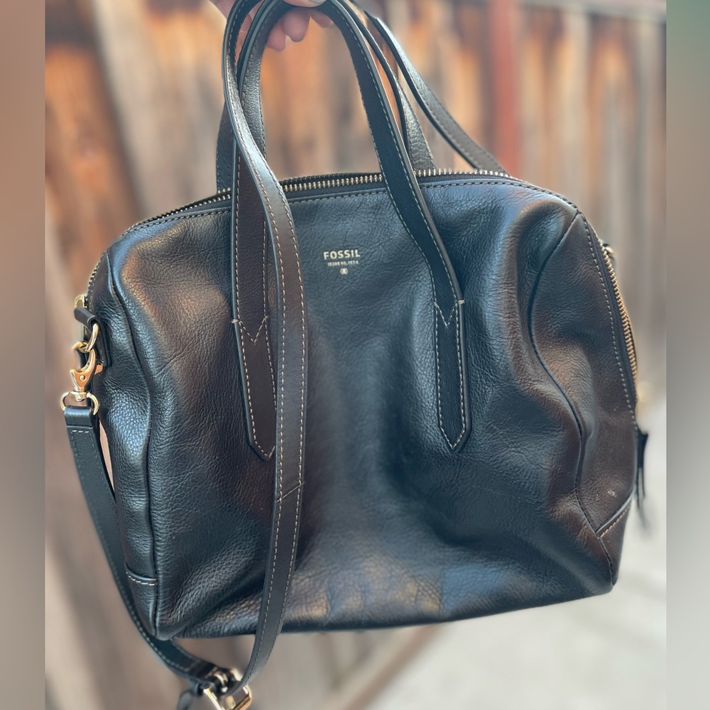 Fossil Black Leather Satchel